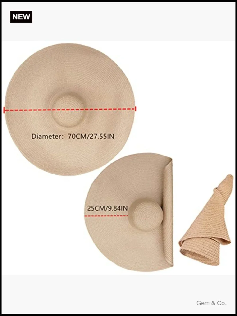 Oversized Straw Sun Hat Floppy Wide Brim UV Protection Foldable Beach Hat